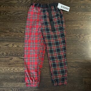 Jogger Plaid Pants - Red and Green